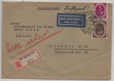 BRD, 1952, Mi. Nrn.: 125 + 135 als MiF auf Luftpost- Einschreiben-Fernbrief, von Bad Pyrmont nach Berlin