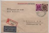 BRD, 1953, Mi. Nrn.: 125 + 135 als MiF auf Luftpost- Einschreiben-Fernbrief, von Bad Pyrmont nach Berlin