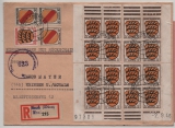 FRZ / Allgem. Ausg., 1947, Mi.- Nrn.: 3 (16x, in 4x 4er- Blöcken, mit 1x Br u!), u.a.,  in MiF auf R.- Rücksch.- Auslandsbrief von Urach nach Eningen (A)