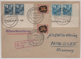 FRZ / Württemberg, 1948, Mi.- Nrn.: 3 (2x Paar) + 7 (2x, Paar), je mit Br u, u.a. als MiF auf R.- Fernbrief von Saulgau nach Waldsee