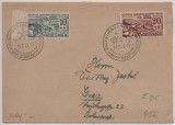 FRZ / Württemberg, 1949, Mi.- Nrn.: 38 + 39, als MiF auf Satz- FDC- Auslandsbrief von Isny (mit Sonderstempel) nach Graz (A)