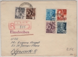 FRZ / Baden, 1949, Mi.- Nrn.: 10 u.a., in MiF auf R.- Auslandsbrief von Lahr nach Newark (USA)