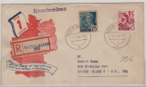 FRZ / Baden, 1948, Mi.- Nrn.: 9 + 11 in MiF auf Einschreiben- Auslandsbrief von Baden- Baden nach Staten Island (USA)