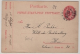 Stadtpost, Stuttgart, 1896, 2 Pfg.- GS- Karte, gelaufen im Ortsverkehr innerhalb von Stuttgart, selten!